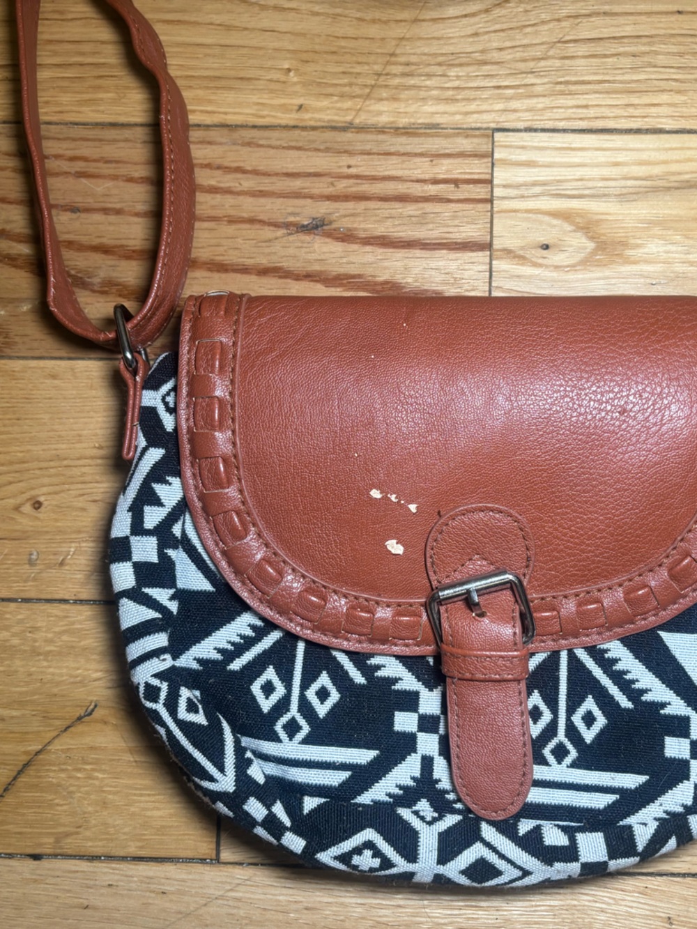 Brown & Black Patterned Crossbody Bag - Picture 4 of 4